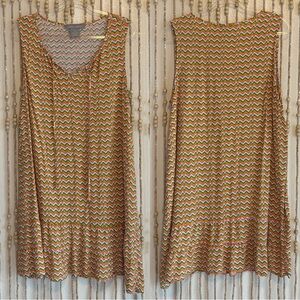 Lark + grey- Sleeveless Zigzag Mini Dress in Olive, Rust & Cream